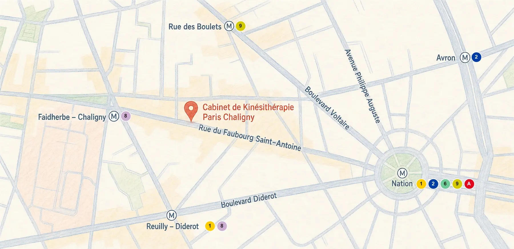 Directions to Cabinet de Kin&eacute;sith&eacute;rapie Paris Chaligny